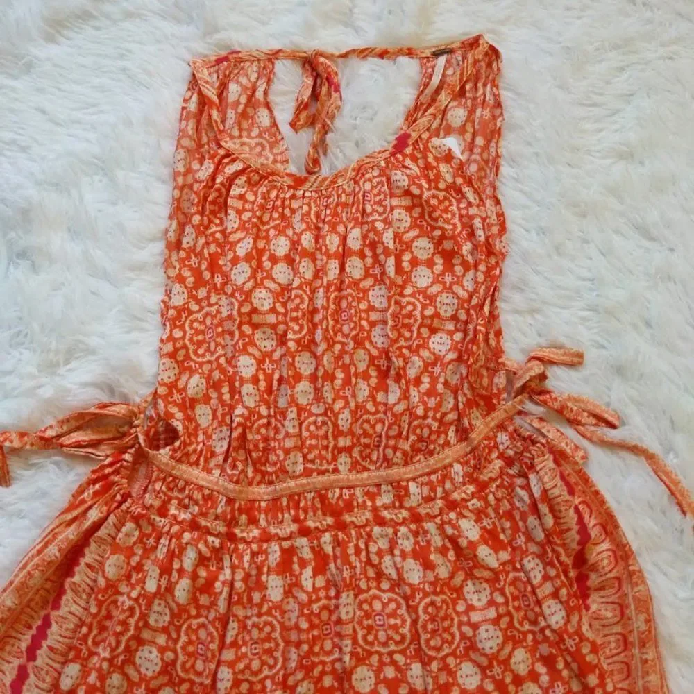NWT Free People Midsummer's Day Tunic Dress Tank Silky Boho Summer Orange Size M